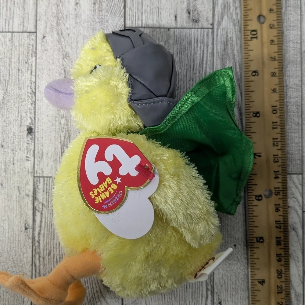 Ty Emma Stuffed Animal Yellow Duck with Green Cape